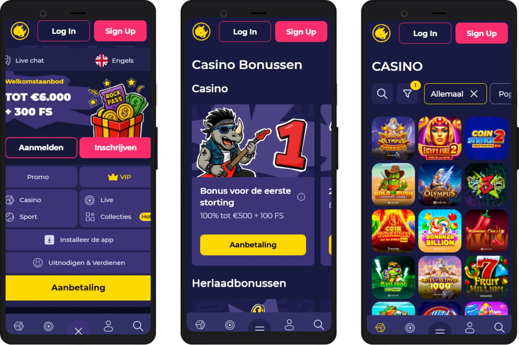 Spinorhino Casino mobiele versie – spelen op smartphone en tablet