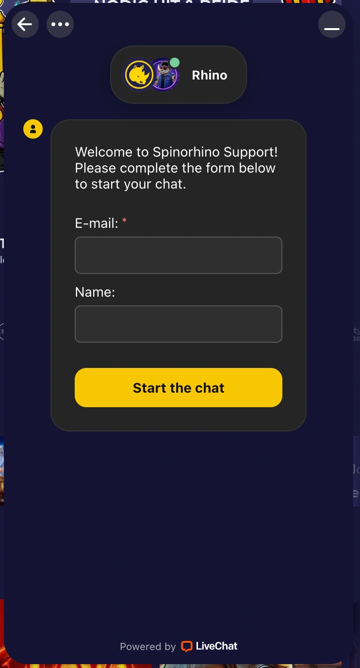Live chat bij Spinorhino